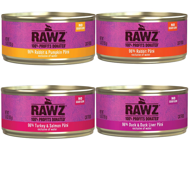 Rawz Turkey and Salmon pate can closeup with real meat first ingredient.