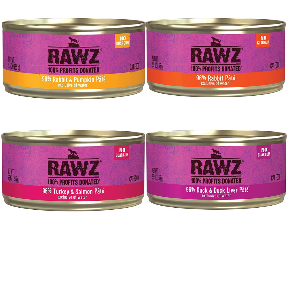Rawz Turkey and Salmon pate can closeup with real meat first ingredient.
