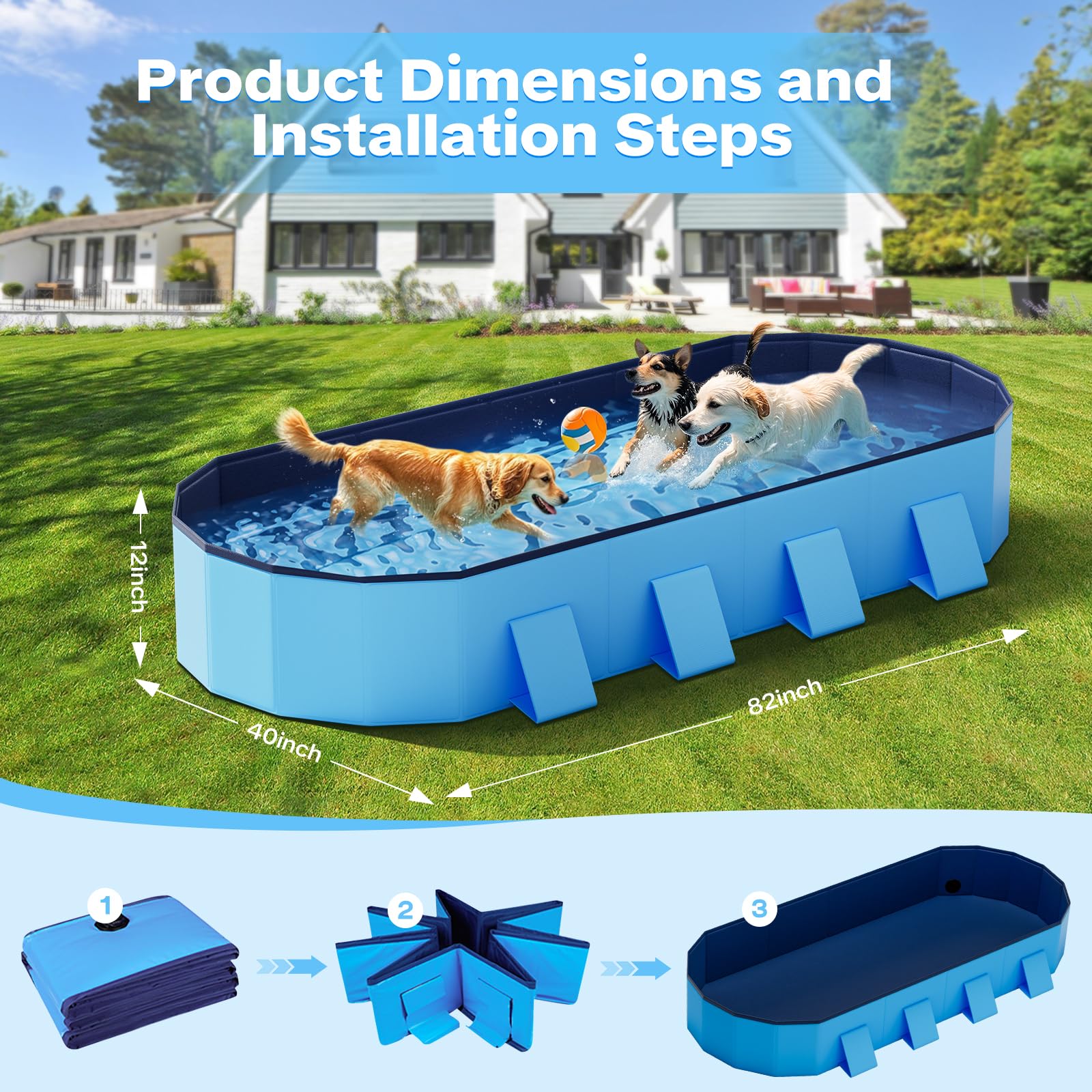 Raxurt pool with non-slip bottom for safer outdoor play