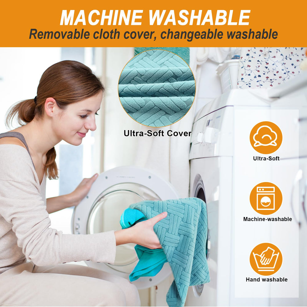 Soft cloth cover offers cozy comfort and easy cleaning.