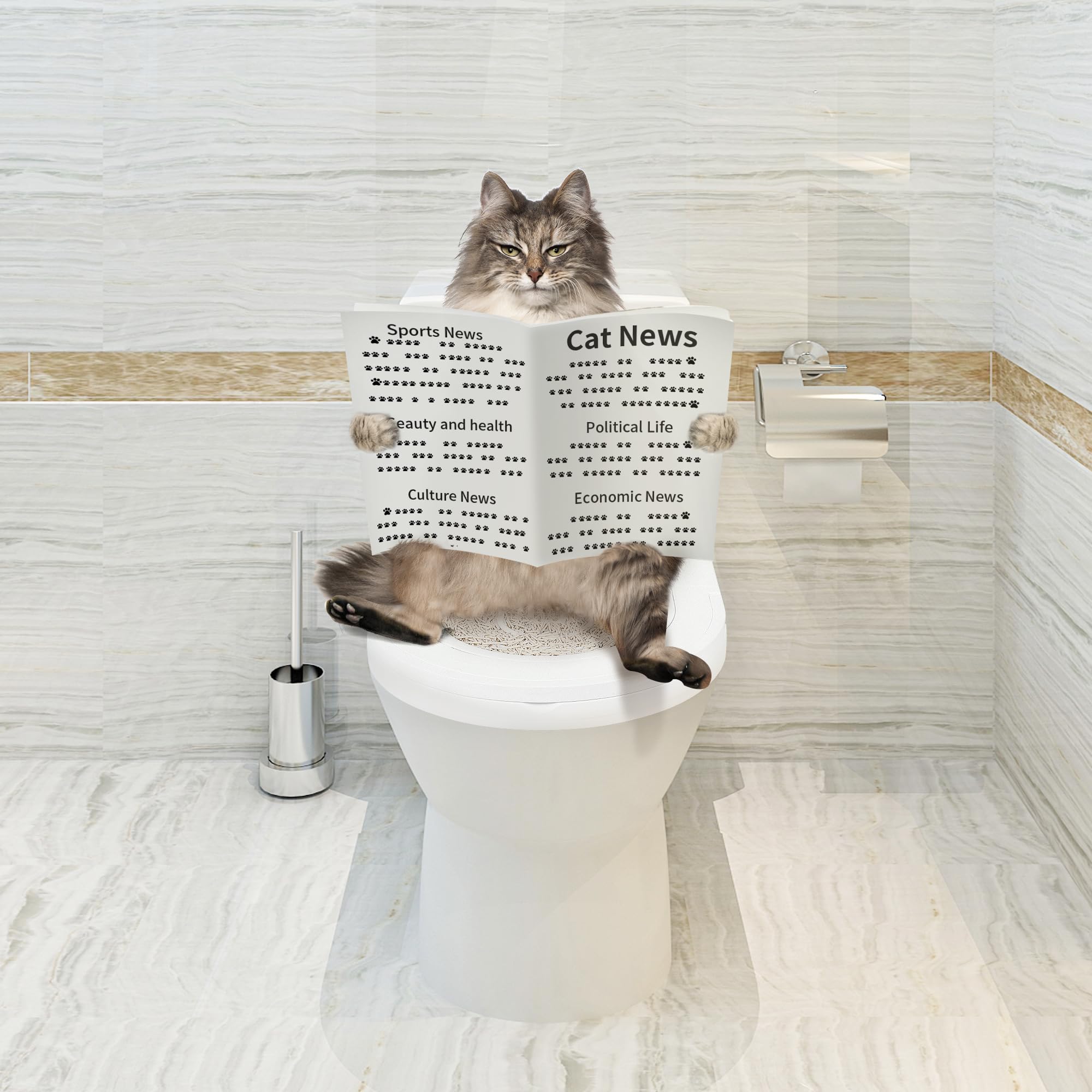 READAEER cat toilet training kit in use with cat at the toilet