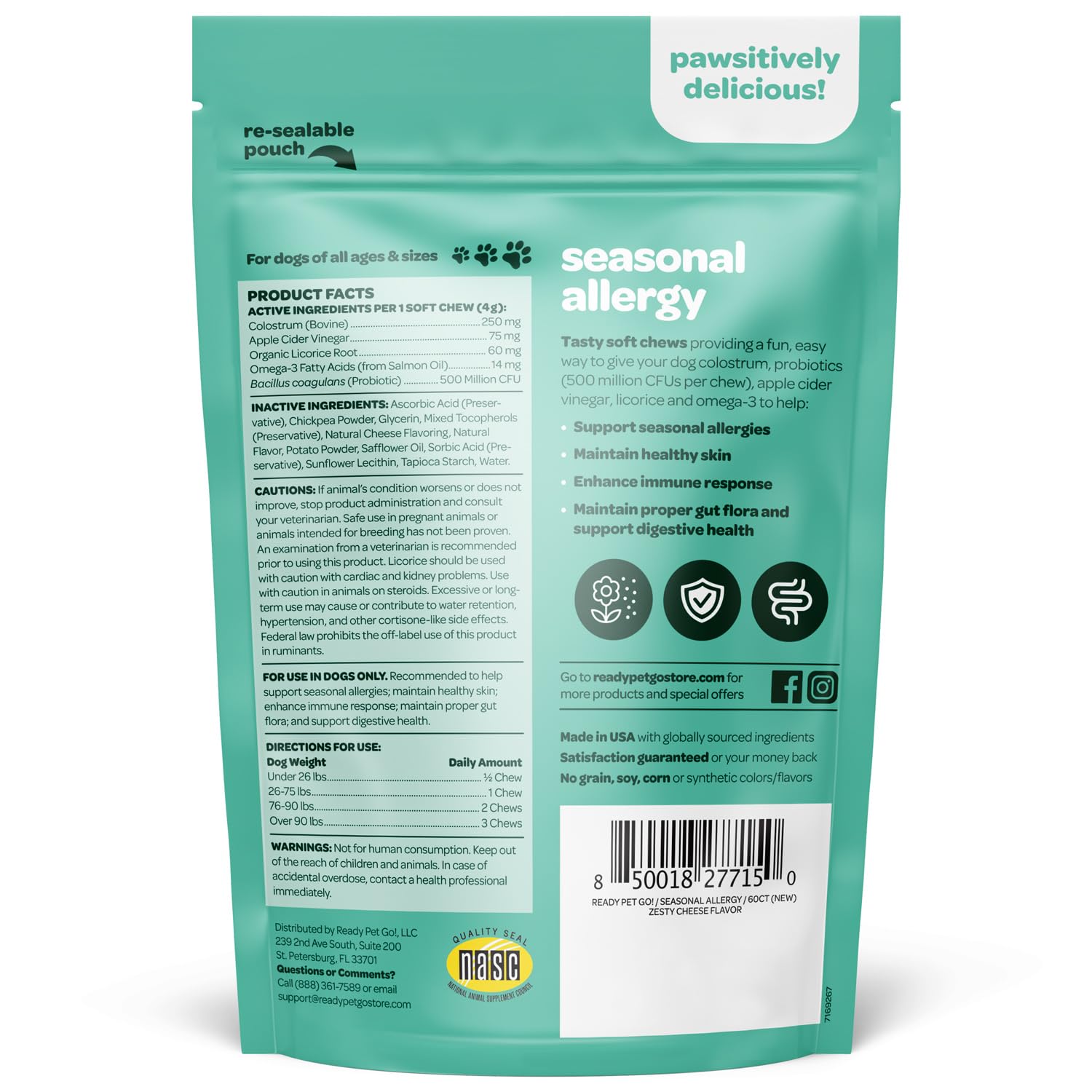 Ready Pet Go chews on a spoon demonstrating easy daily probiotic use for dogs