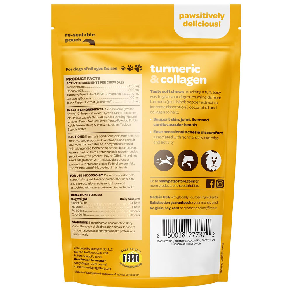 Ready Pet Go dog joint chews soft treats demonstrating palatable relief for mobility.