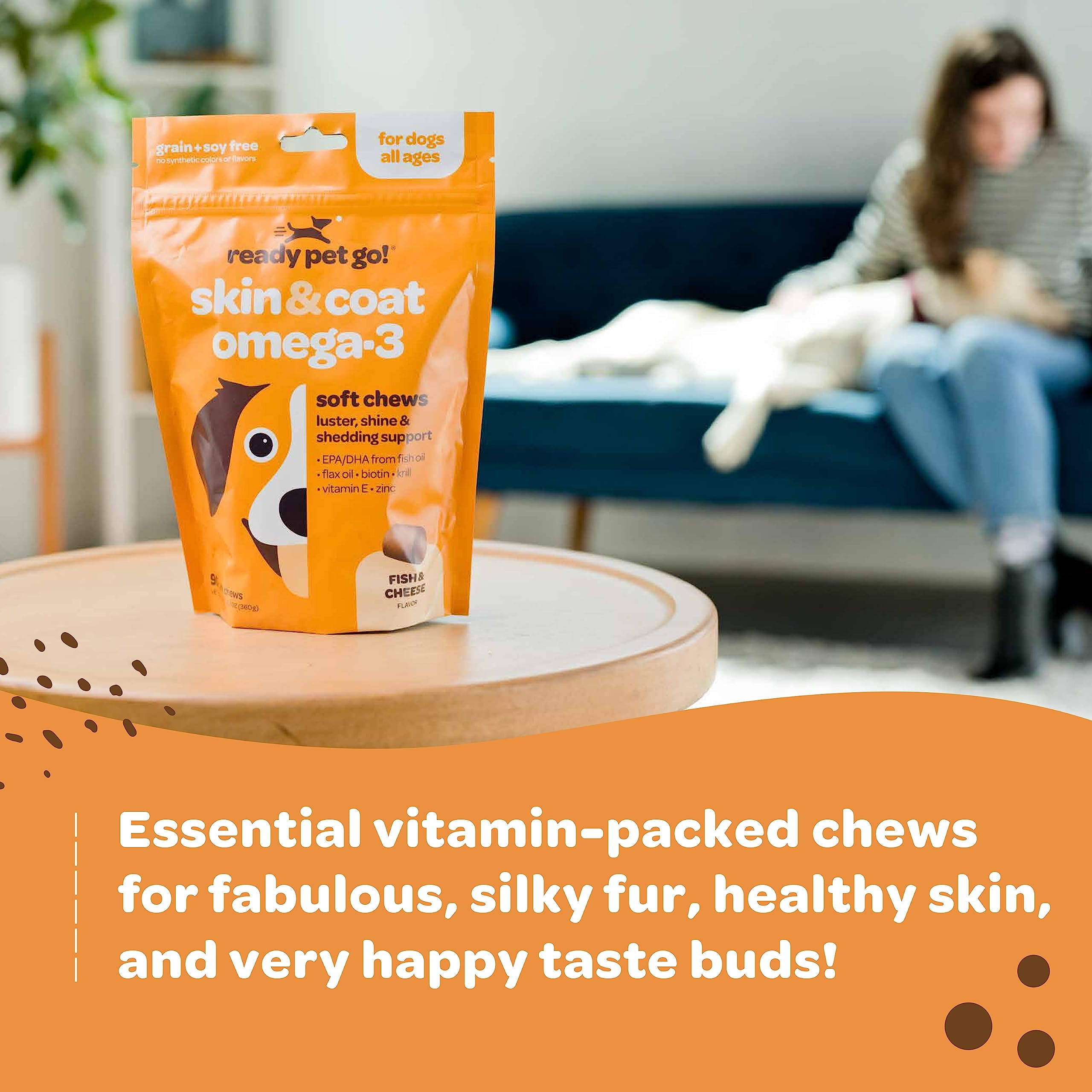 Ready Pet Go! dosage-75lbs label shows easy daily dosing guideline.