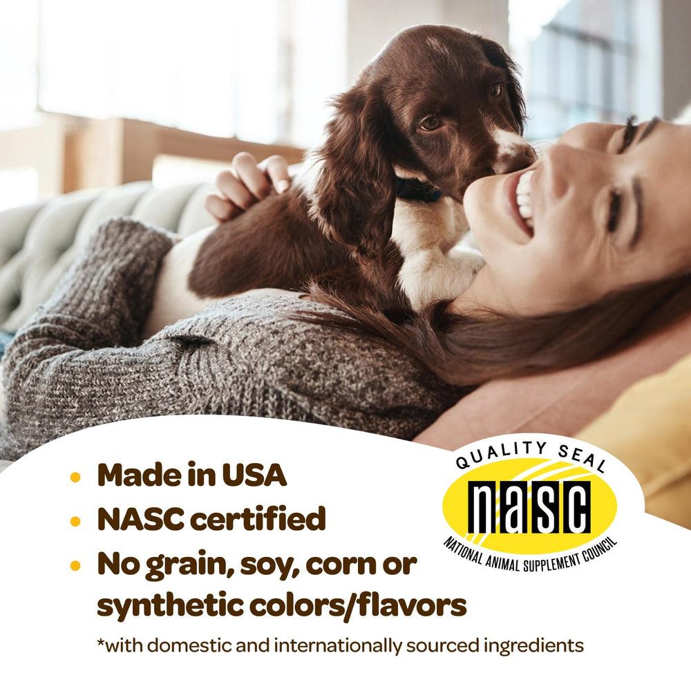 Ready Pet Go NASC-certified supplement image reinforces trusted pet health compliance.