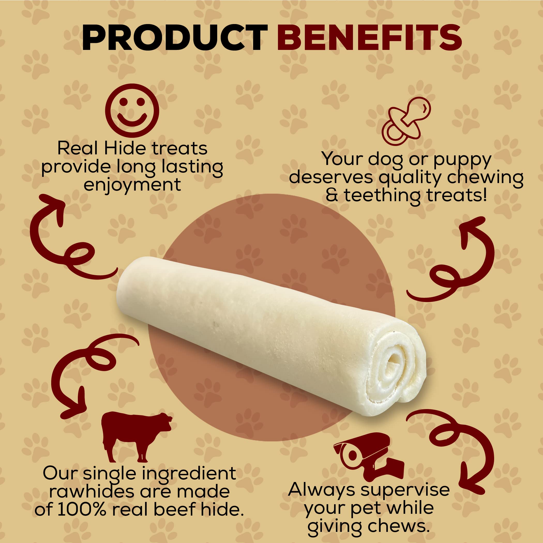 Real Hide grass-fed beef hide slice highlights natural ingredients.