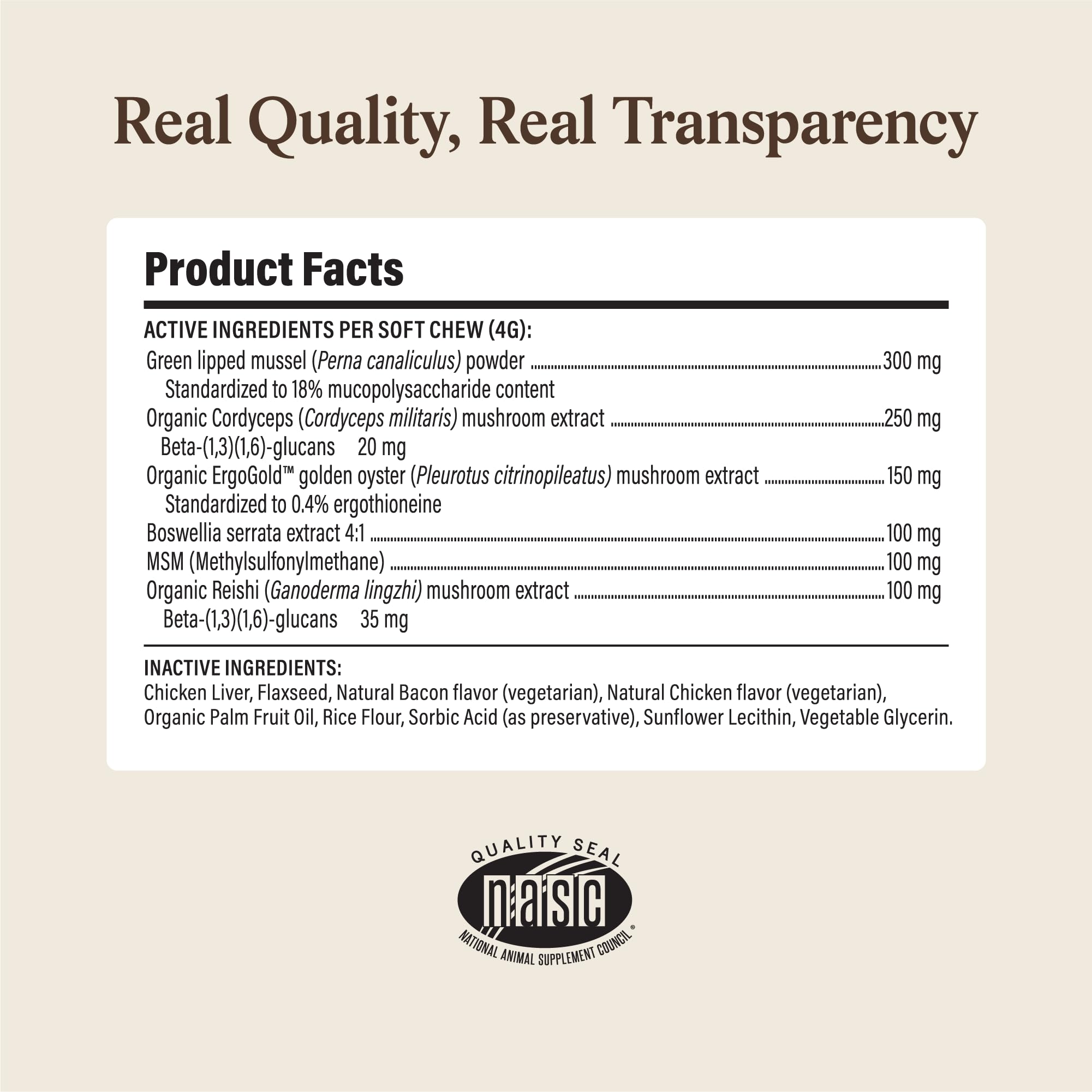 Real Mushrooms Mobility Chews soft texture pictured as pet treat.