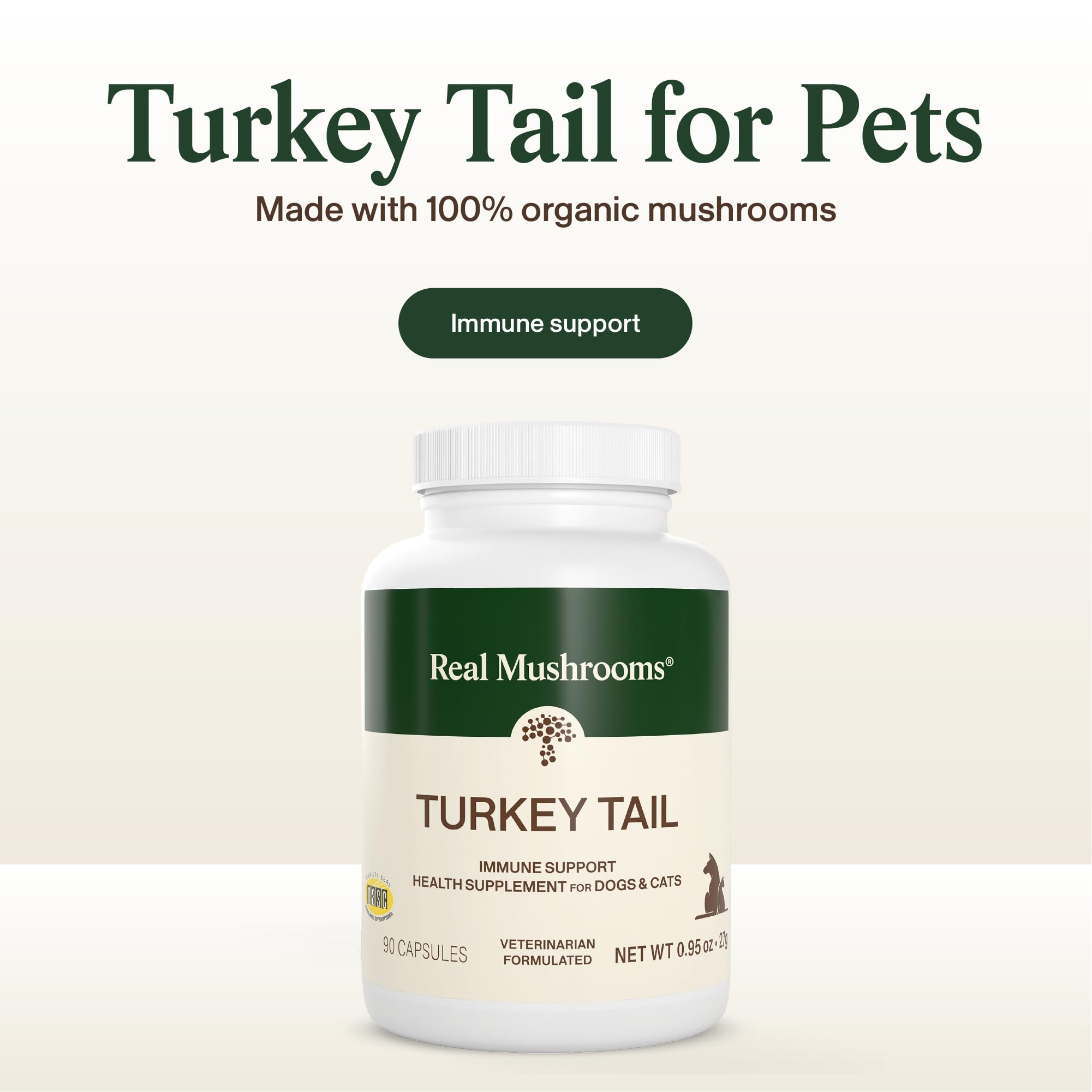 Turkey Tail capsules for dogs and cats supporting daily balance and well-being