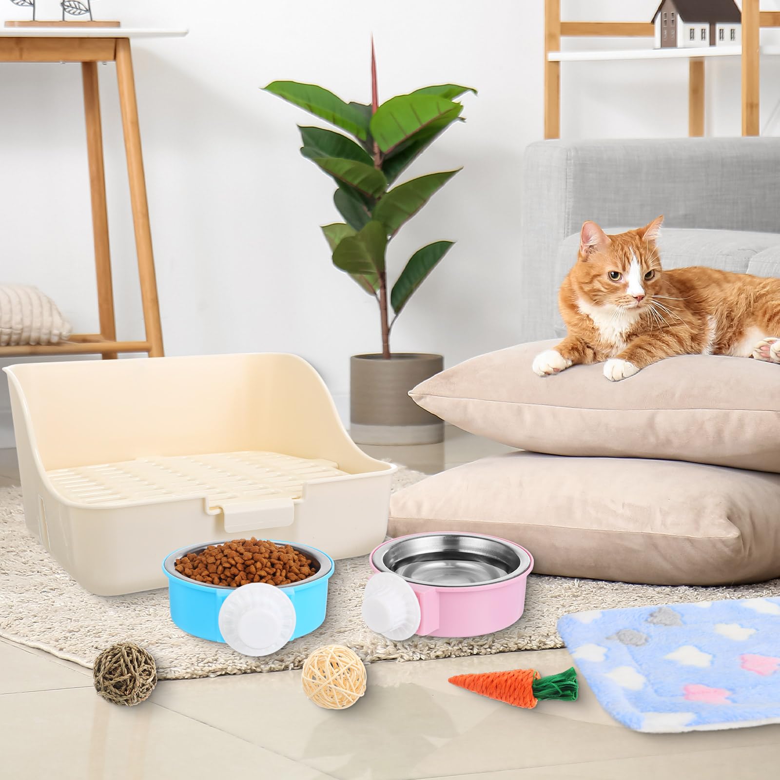 Reallnaive rabbit natural rattan ball supports exploration