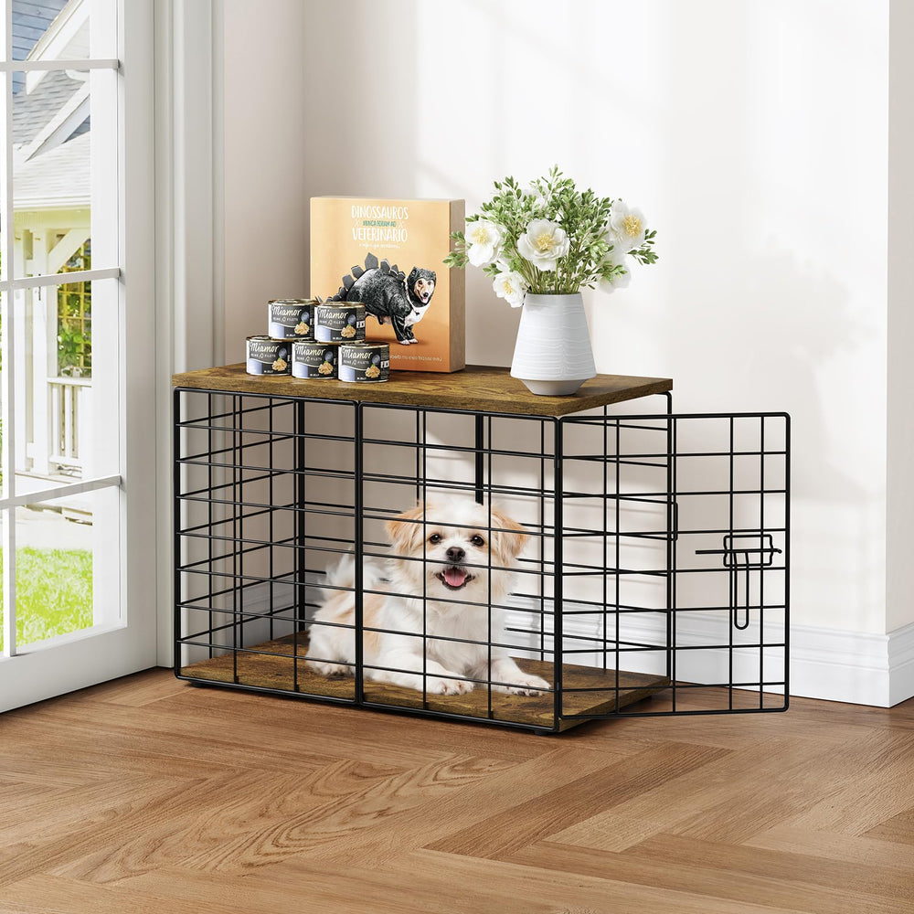 rechgosh 24 inch end table dog crate blends with living room decor and safety