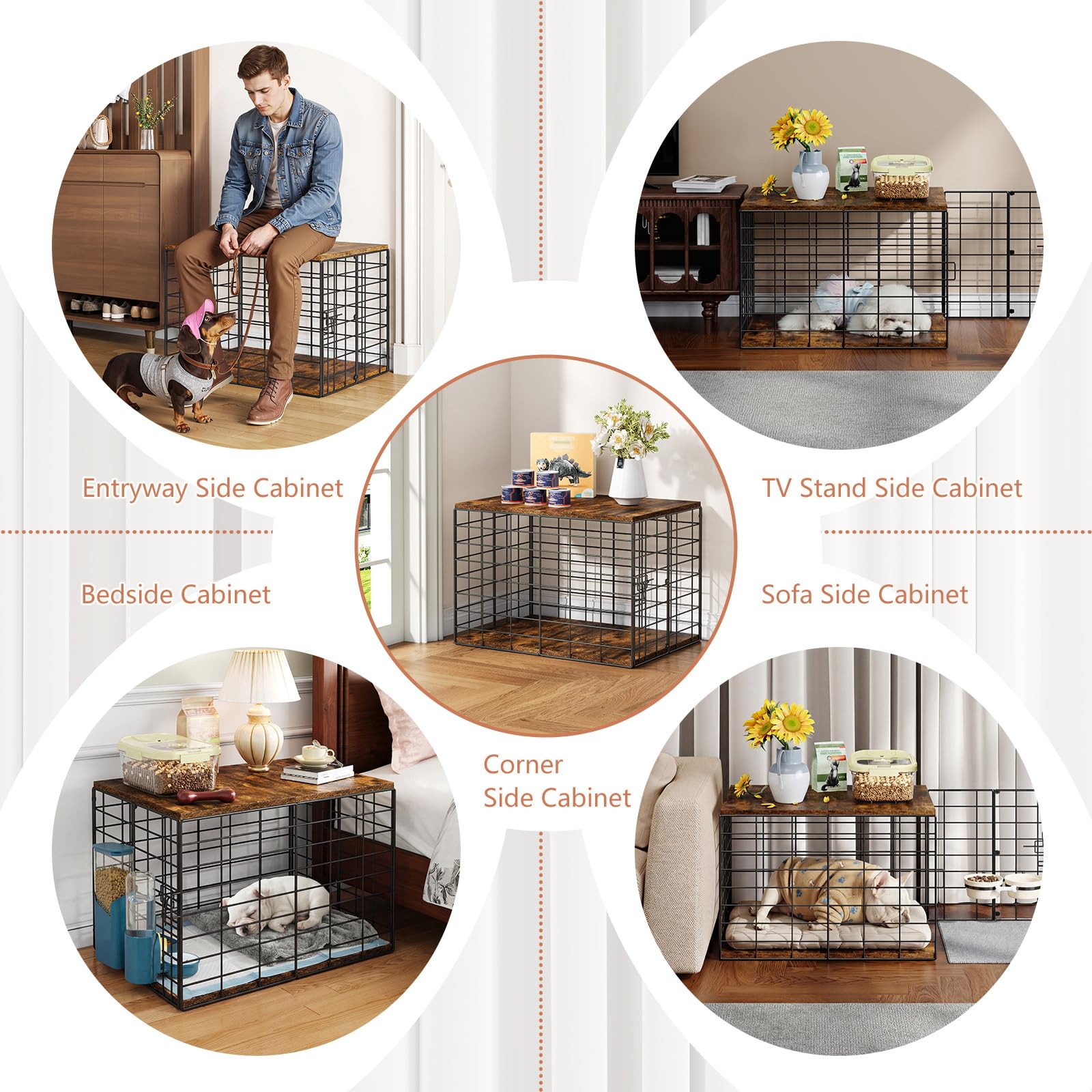 Rechgosh 24x16x16 inch crate suits dogs up to 20 pounds.