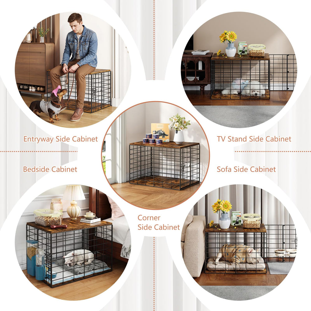 Rechgosh 24x16x16 inch crate suits dogs up to 20 pounds.