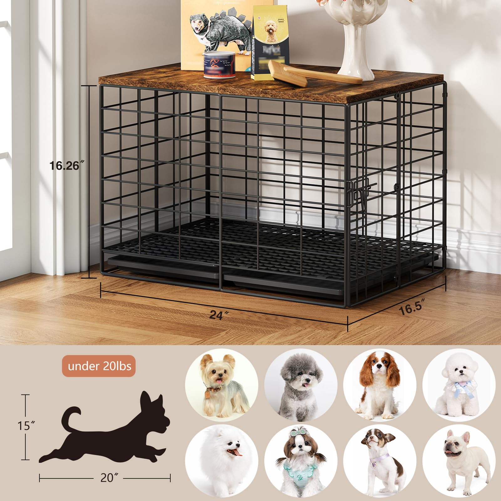Rechgosh crate with training tray supports neat feeding areas for puppies