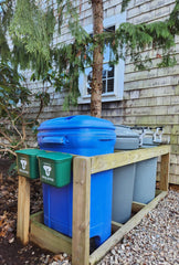 Recycling Rules close-up of the green wastebasket, simple rinse-clean surface.