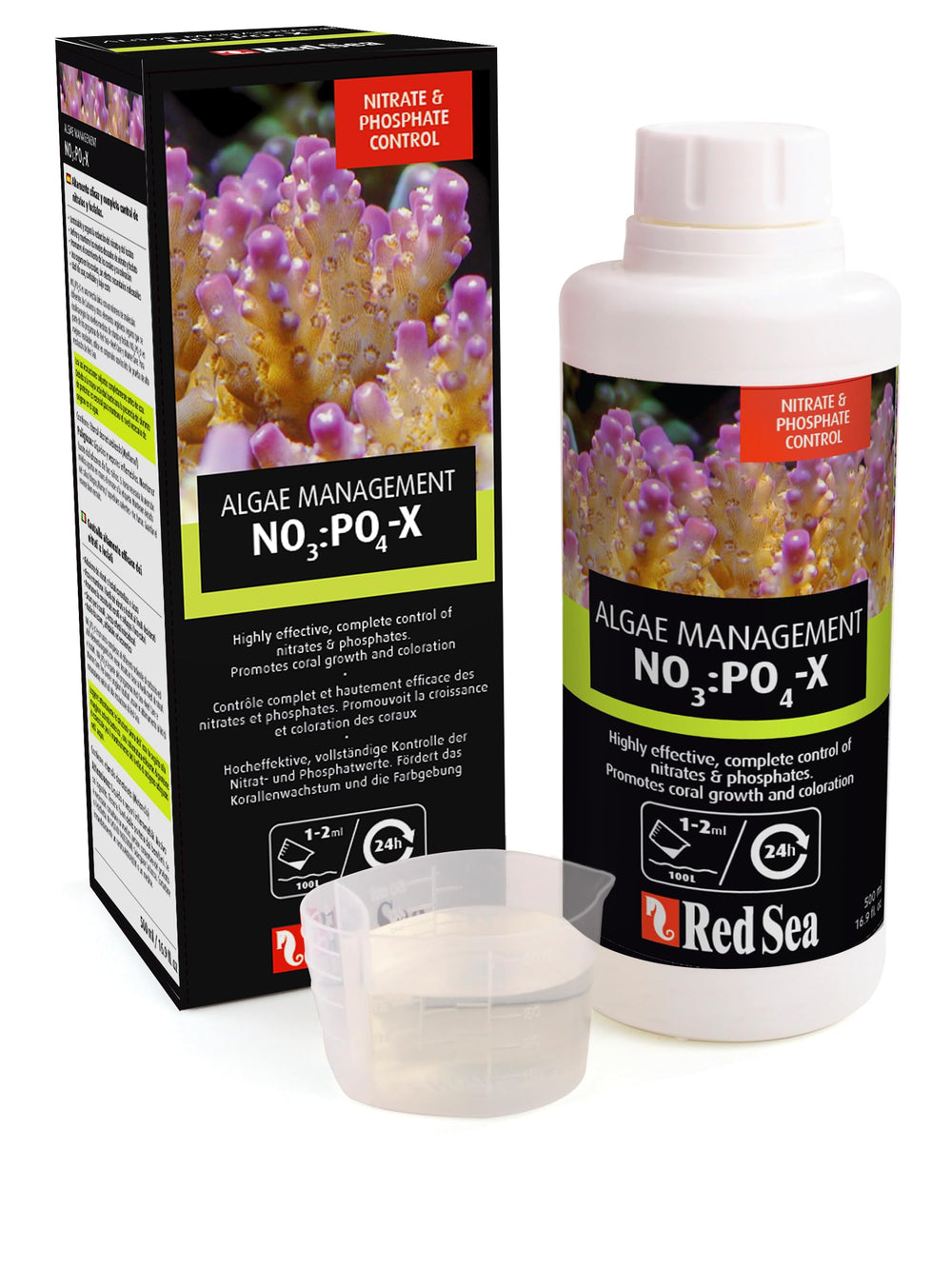 Red Sea NO3:PO4-X dosing setup demonstrating easy nutrient management.