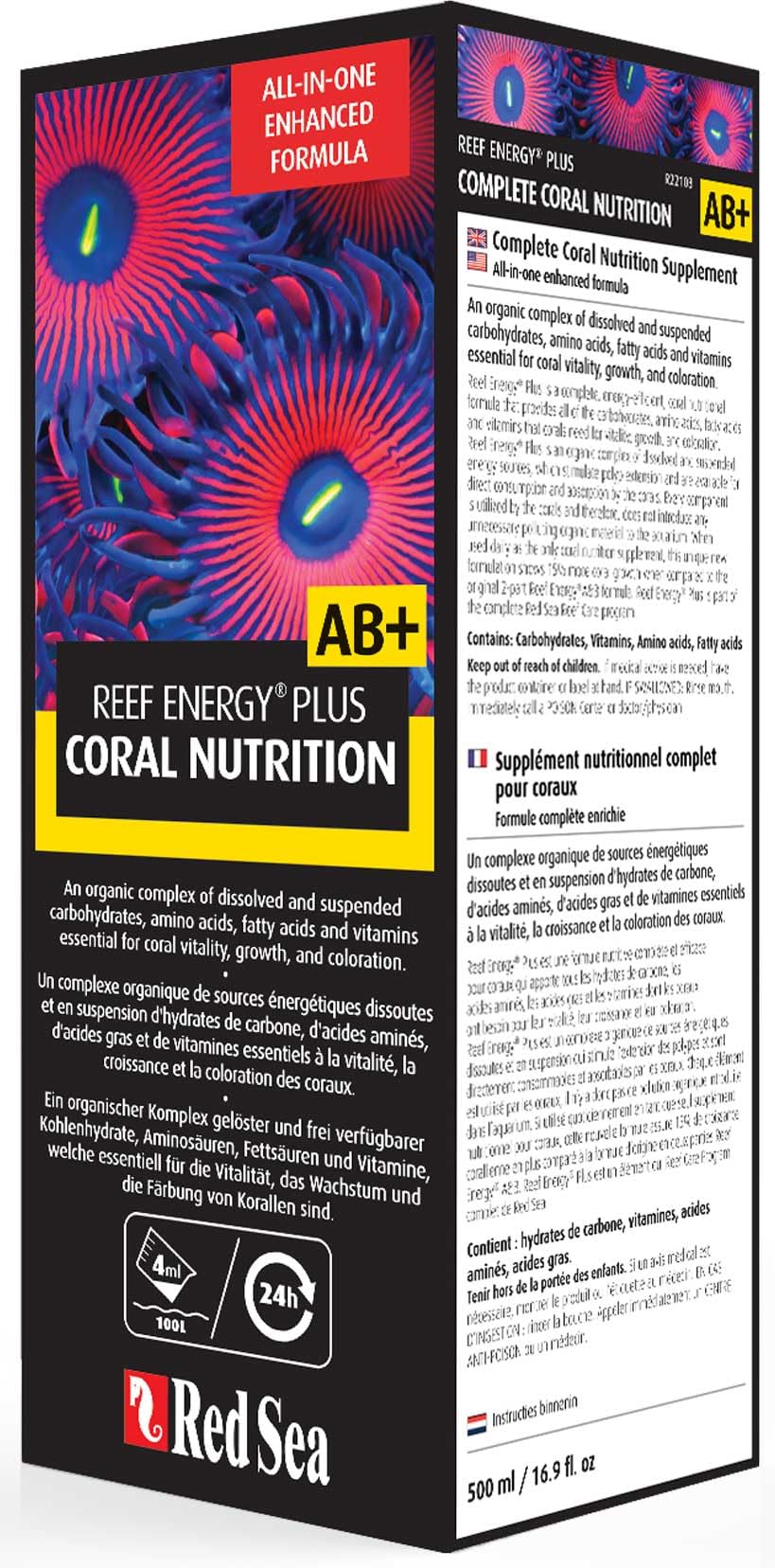 Red Sea Reef Energy Plus bottle cap preserves freshness for coral feeding.