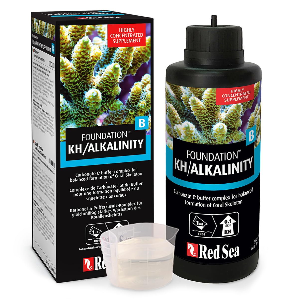 Red Sea Reefer Foundation B Alkalin bottle ready to dose for reef tanks