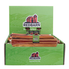 Redbarn 7-inch bully sticks case of 35 for long indoor chewing.