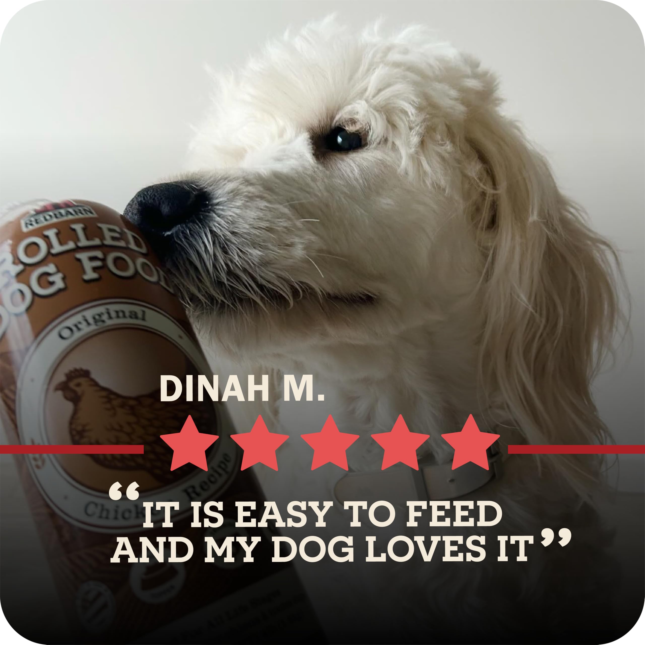 Redbarn beef dog food roll serving ideas for meals or treats