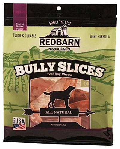 Redbarn Bully Slices gravy-coated pieces with savory aroma for dogs.