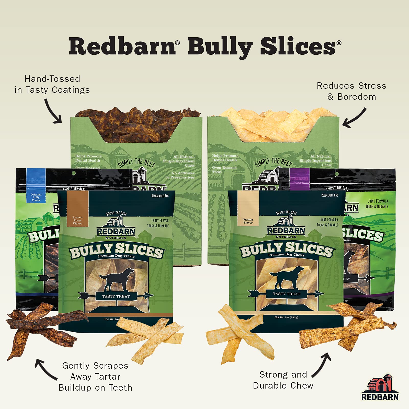 Redbarn Bully Slices ingredients include cranberries, blueberries and vitamin E for a natural mix.