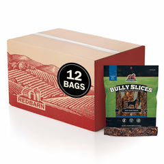Redbarn Bully Slices original bag showing long-lasting dog chew for hours of play
