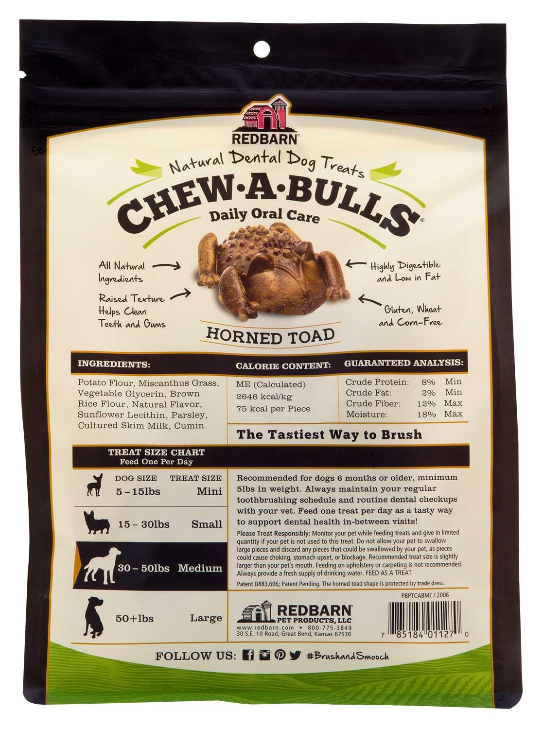 Redbarn Chew-A-Bulls dog enjoying a tasty, digestible dental treat.