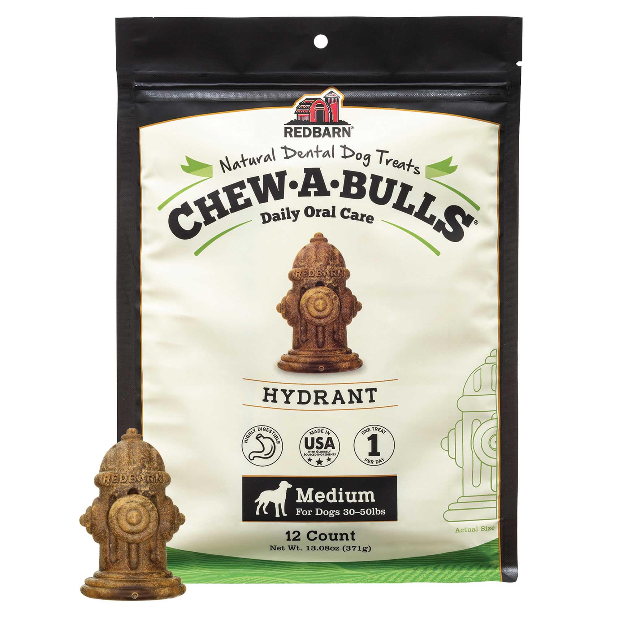 Redbarn Chew-A-Bulls medium hydrant-toad pack for daily dental care
