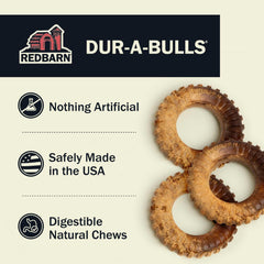 Close-up of Redbarn Dur-a-Bulls chew texture for satisfying dog gnaws