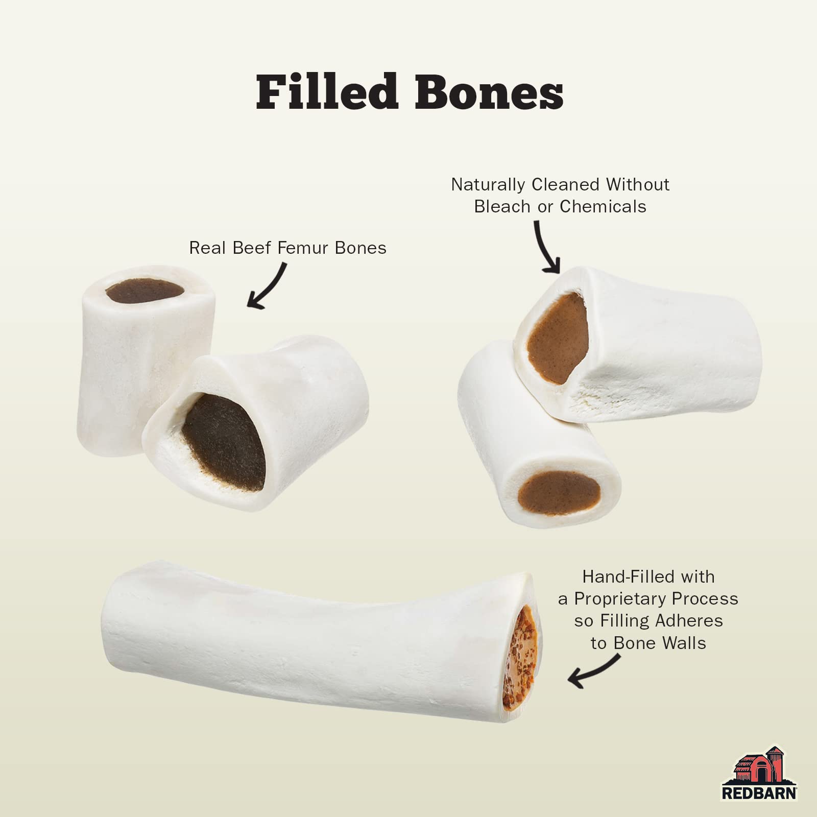 Close-up of Redbarn bone filling showing semi-moist center.