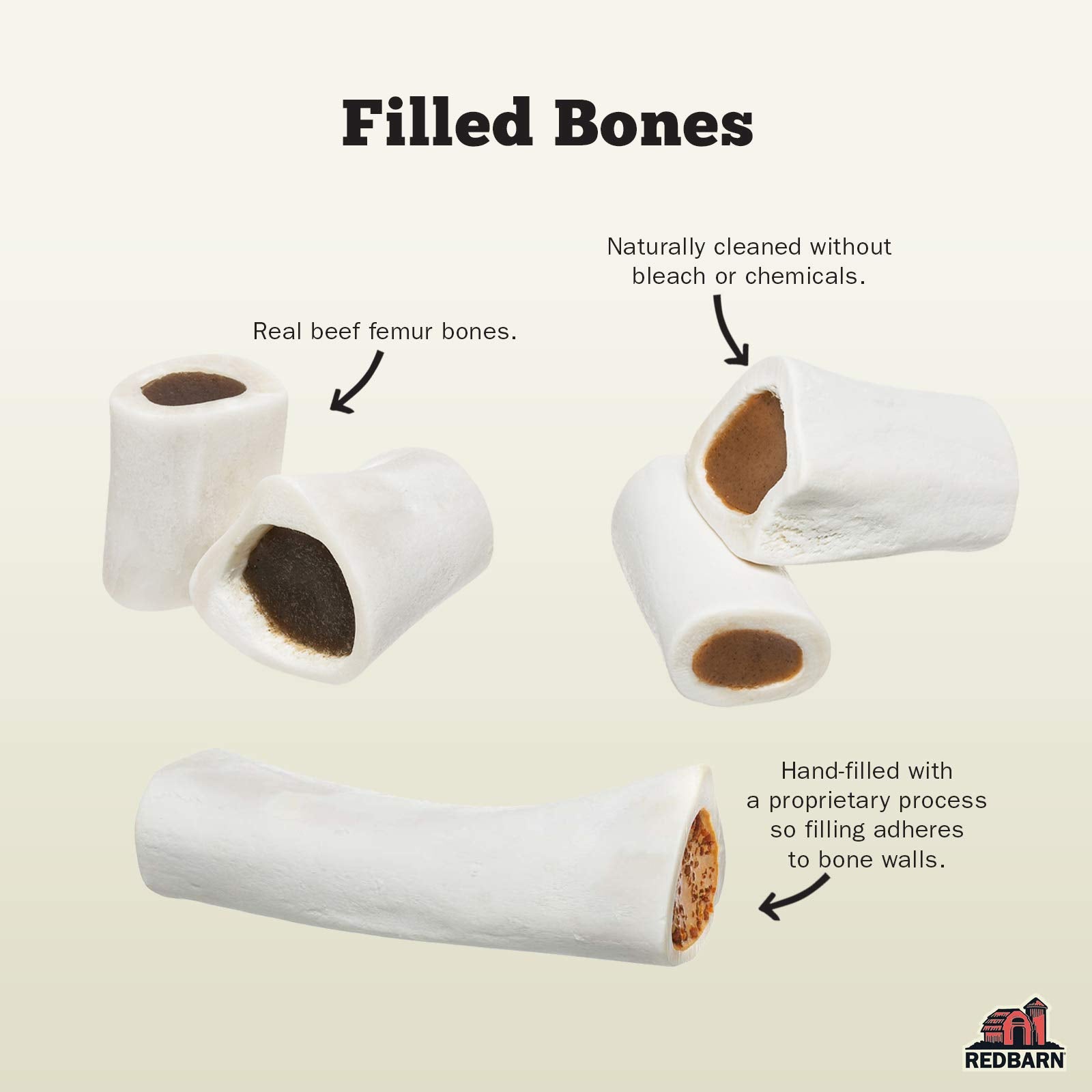 Redbarn hand-filled bone process shown, craftsmanship meets safety in every chew