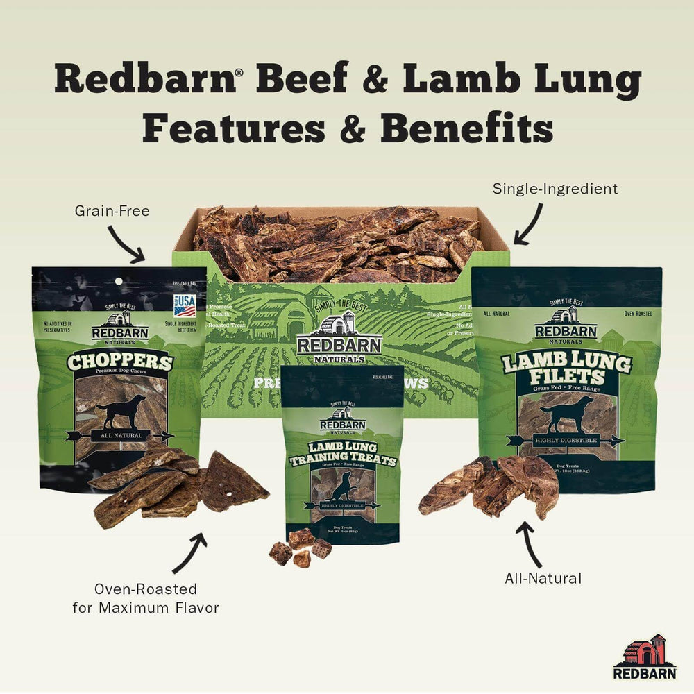 Redbarn Lamb Lung Filets no grains or additives for clean ingredients.