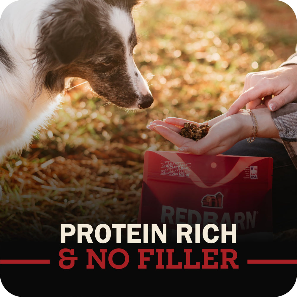 Redbarn Powerfood USA manufacturing label conveys small-batch quality