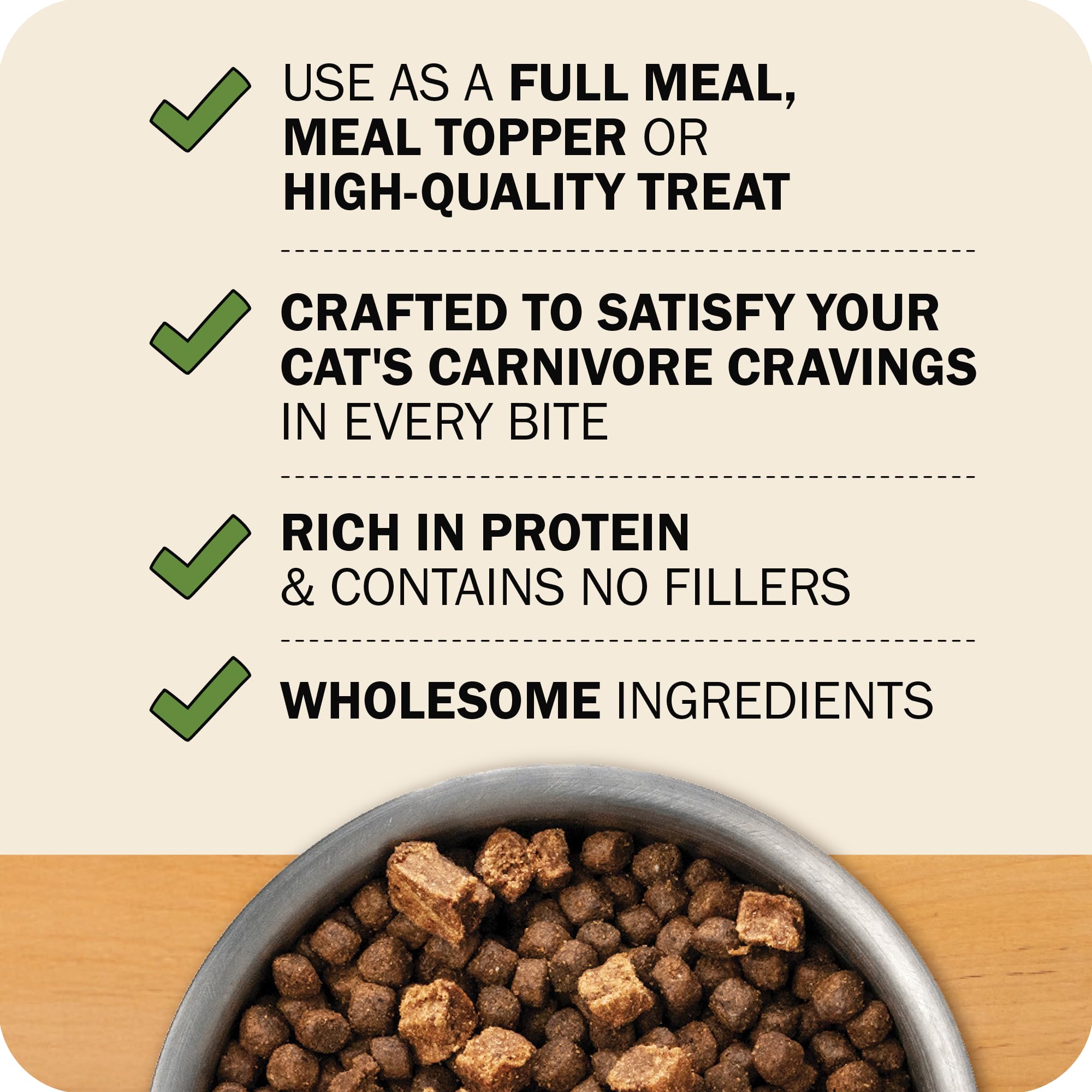 Shelf-stable Redbarn Powerfood dry cat food designed for busy households.