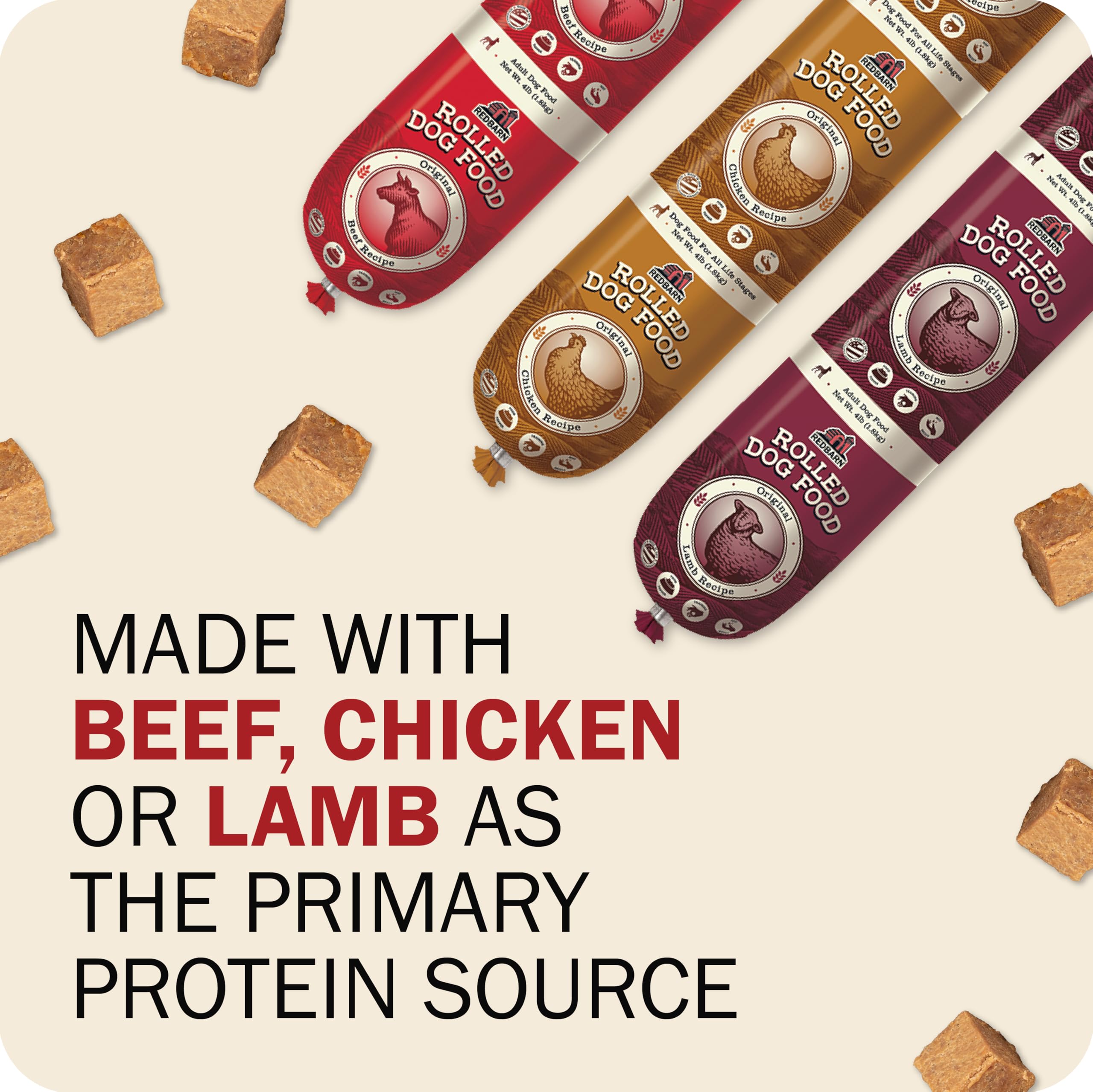 Redbarn Premium Rolled Dog Food low-temperature cooked preserves nutrients for tender texture