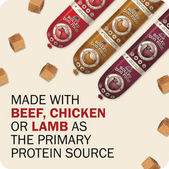 Redbarn Lamb Rolled Dog Food oil drizzle highlights omega-6 for skin and coat support