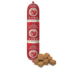 Redbarn Rolled Food Beef front shows premium ingredients for a high-protein meal