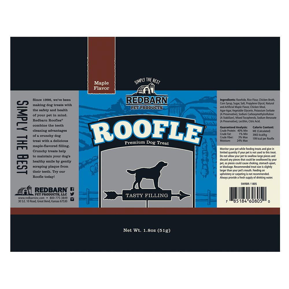 Redbarn Roofle Premium Dog Treats size comparison in compact 10-count pack