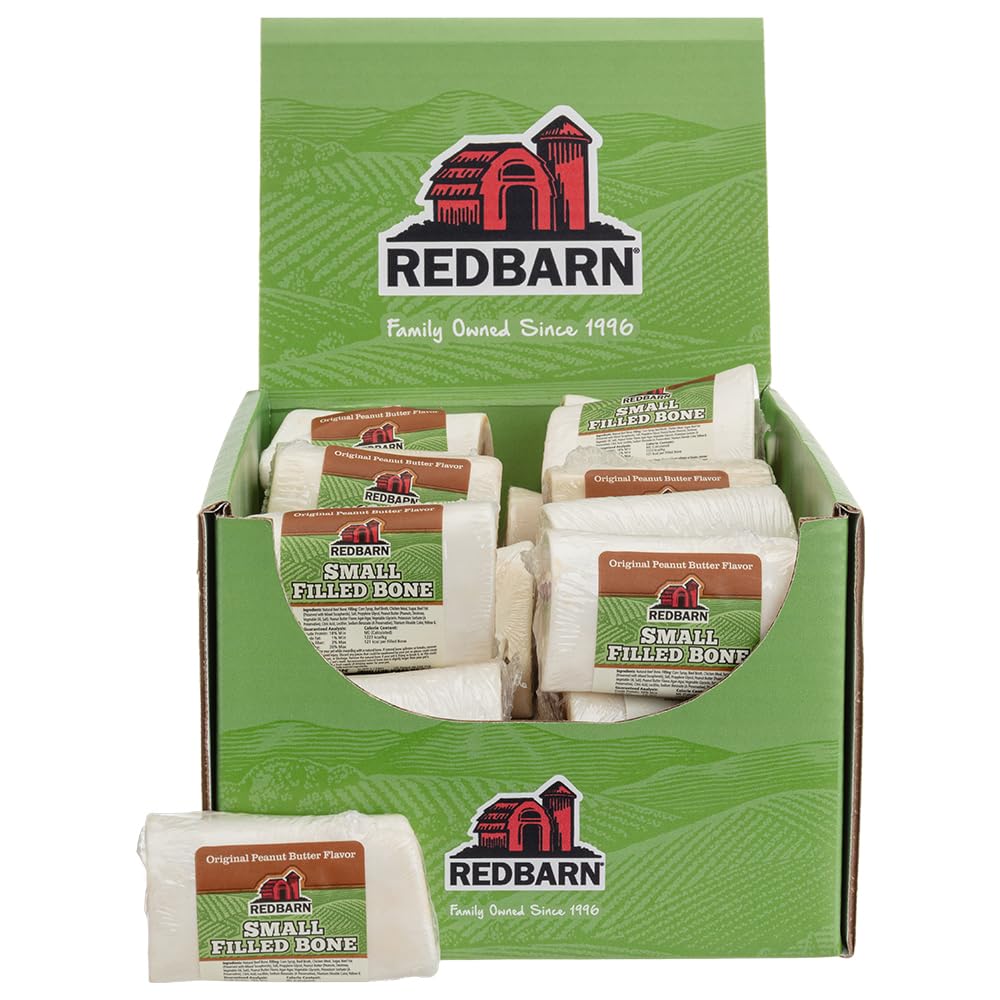 Redbarn small filled dog bone with peanut butter filling, ideal for long-lasting chews and oral care