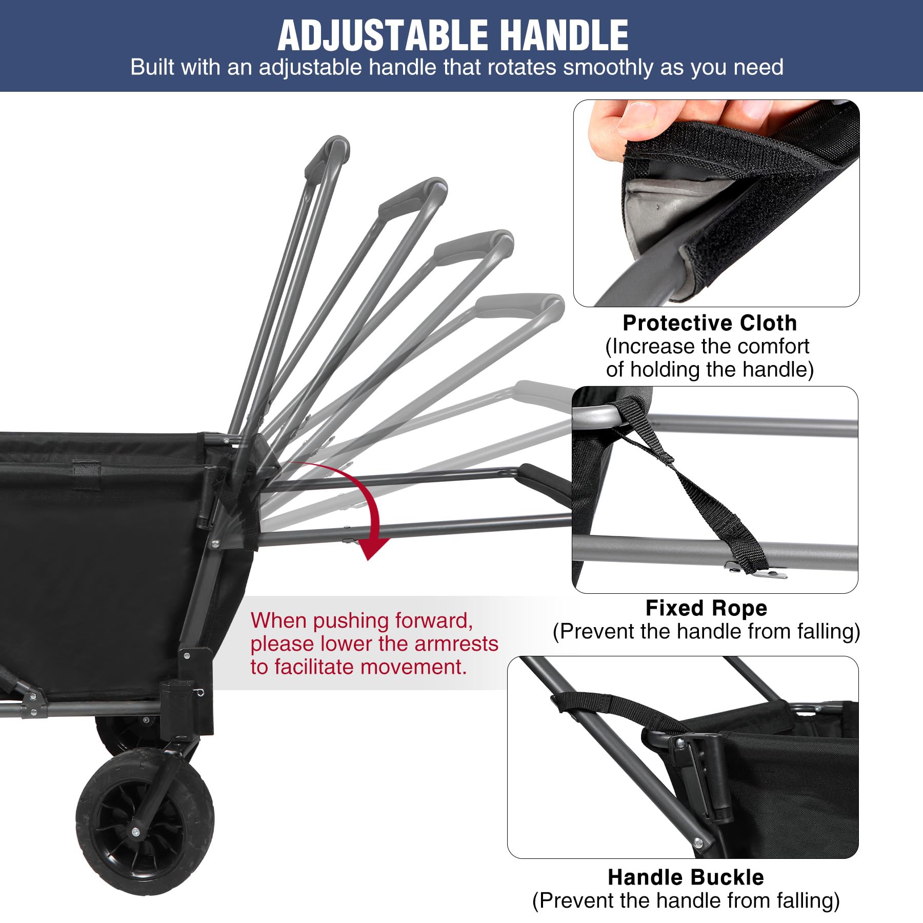 REDCAMP large-capacity stroller cart ready for gardening or camping trips.