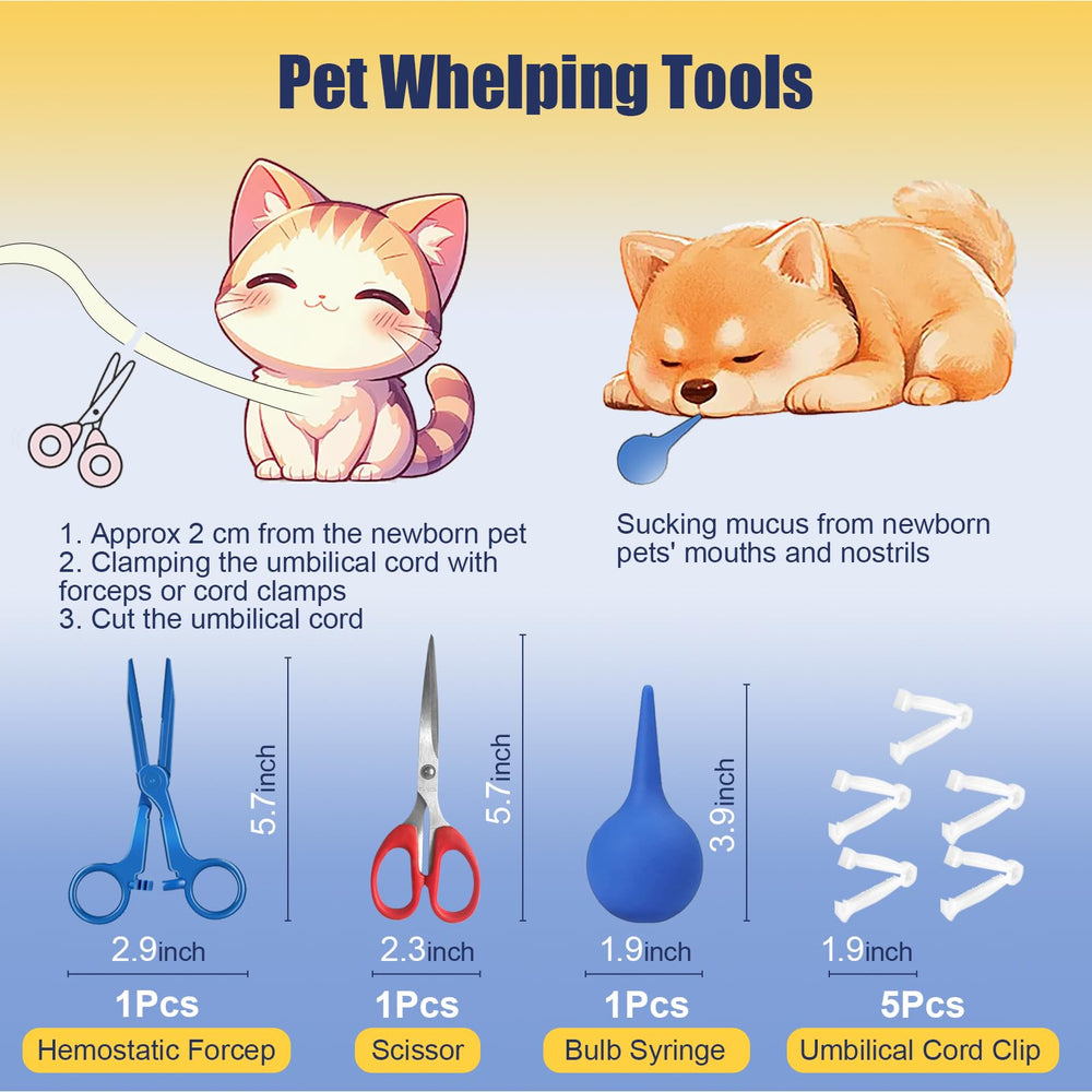 REDDODOU whelping kit scissors and forceps for safe handling.