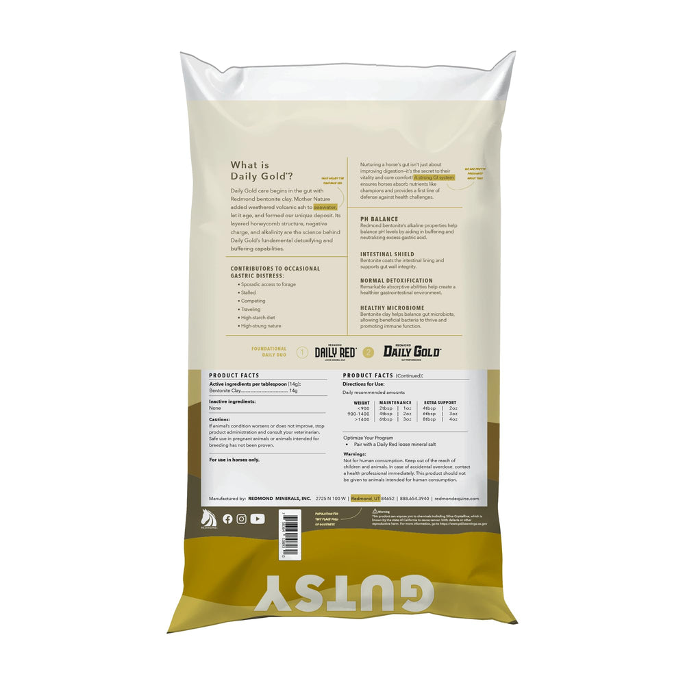 Redmond Daily Gold Stress Relief label close-up showing natural minerals