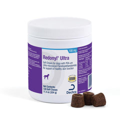 Redonyl Ultra Soft Chews bottle and packaging for dogs, supporting skin comfort