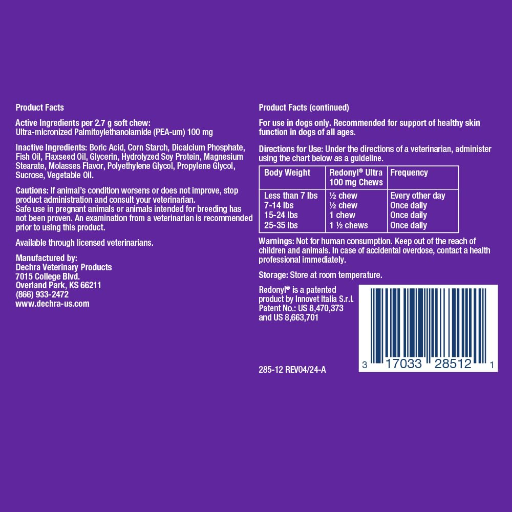 Redonyl Ultra Soft Chews packaging shown for canine use