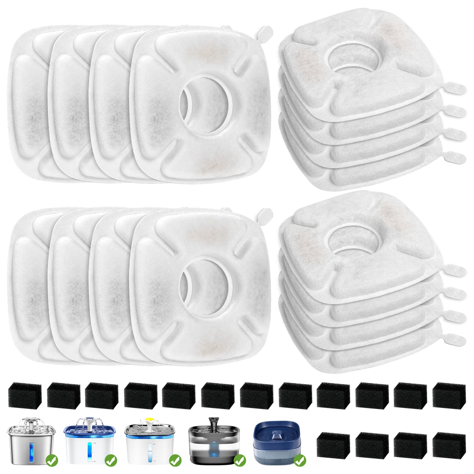 Redoso 16-pack carbon replacement filters for Veken Bellflower fountain improve water clarity.