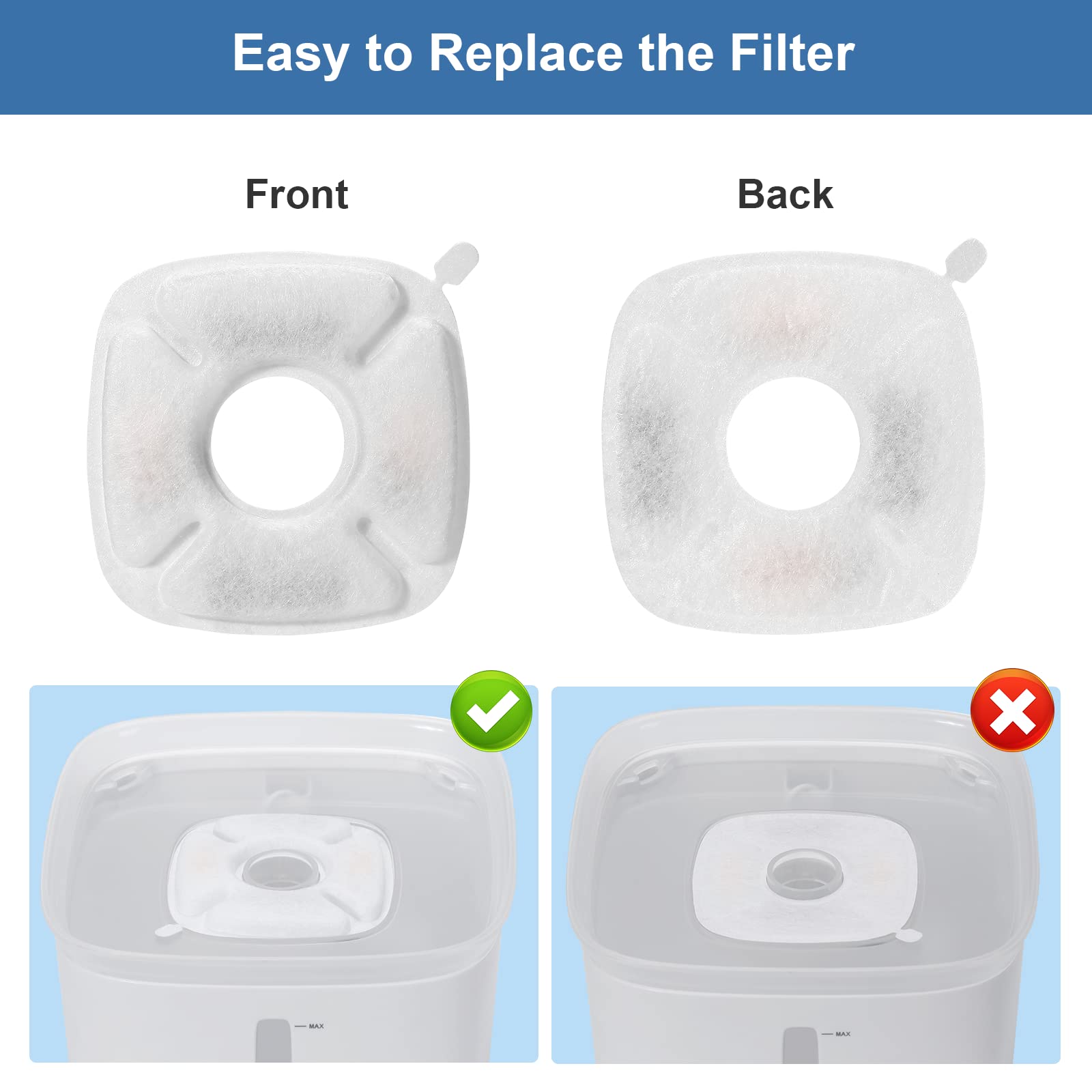 Redoso care tips include soaking carbon filters before use to minimize dust.