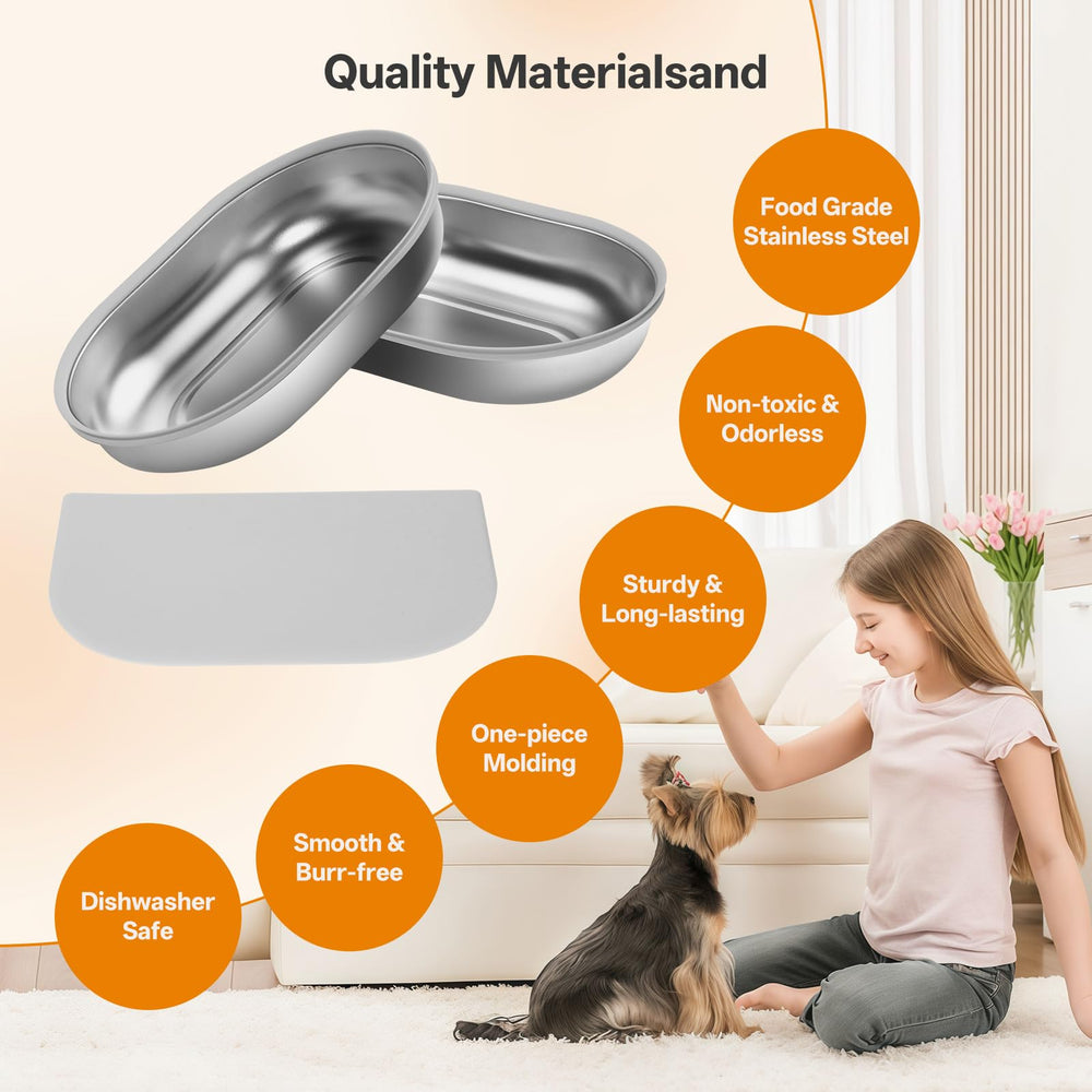 Redoso stainless steel bowls feature an easy-clean surface and odor resistance.