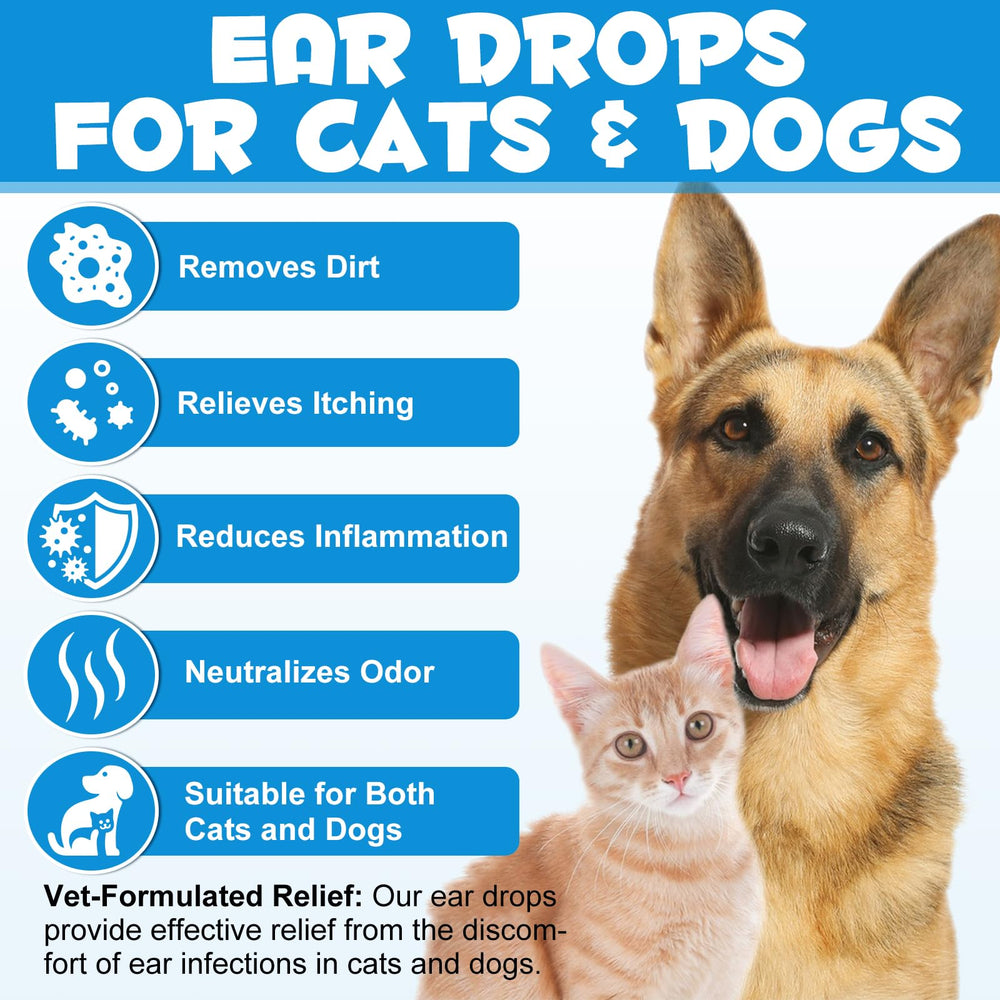 Redshine ear drops bottle-label-closeup shows veterinarian-formulated, safe care.