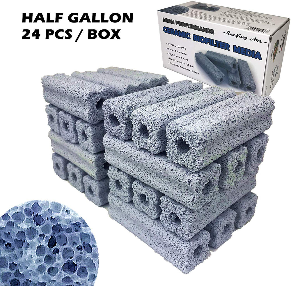 Packaging image for Reefing Art ceramic bio filter media showing 24-pack box