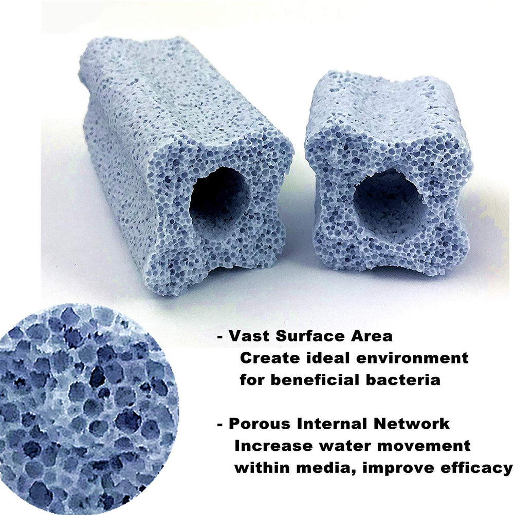 Close-up of Reefing Art ceramic bio filter media's porous structure for efficient filtration
